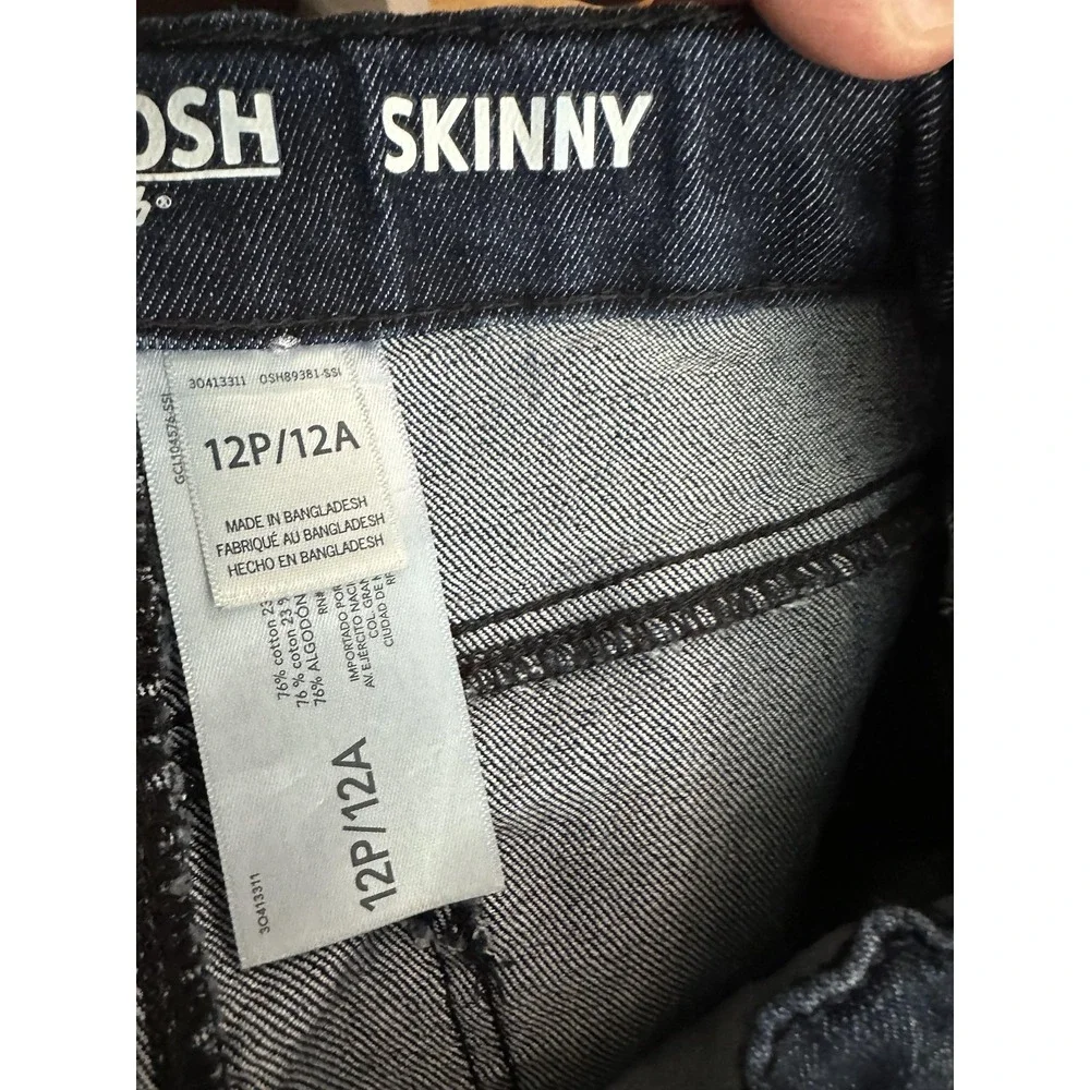 OshKosh B'gosh Jeans Girls 12P Dark Wash Skinny Adjustable Waist‎ Denim